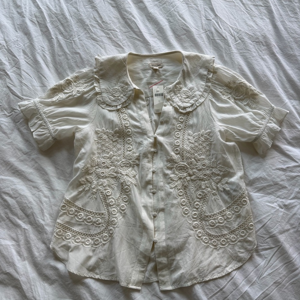 NWT Pilcro Anthropologie Embroidered Keira Blouse in Size XS - Picture 5 of 8